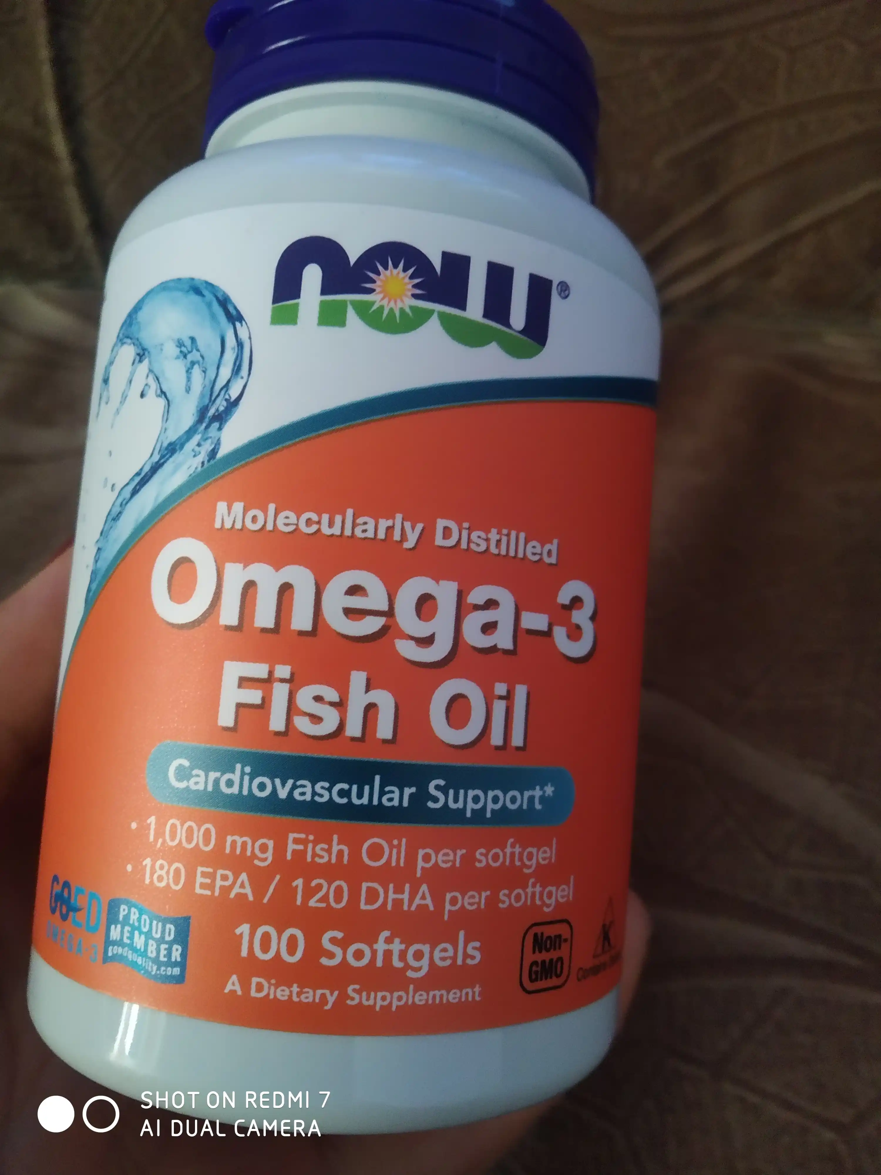 Baliq yog'i Now Foods, Omega-3, Fish Oil, 1000 mg, 100 kapsula