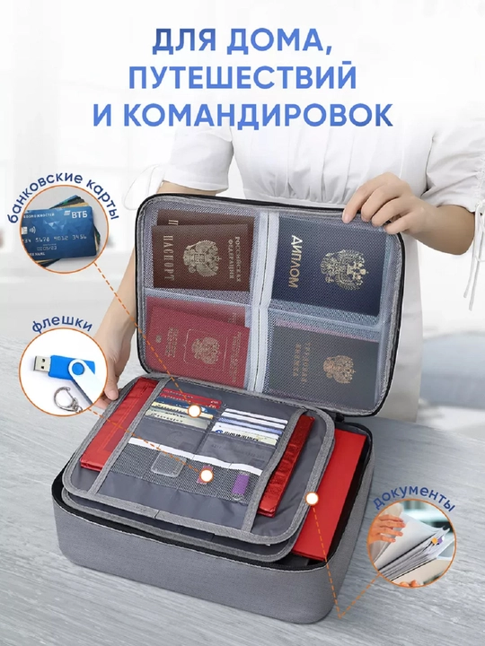 Сумка-органайзер для документов, для хранение предметов, с кодовым замком