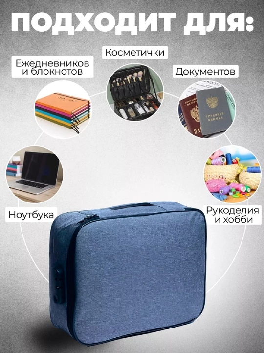 Сумка-органайзер для документов, для хранение предметов, с кодовым замком