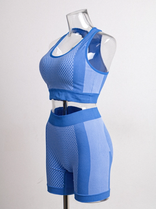 Ayollar sport komplekti, top va shortlar fitnes va yoga uchun, nafas oluvchi mato