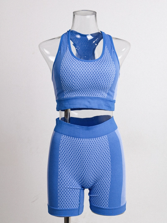 Ayollar sport komplekti, top va shortlar fitnes va yoga uchun, nafas oluvchi mato
