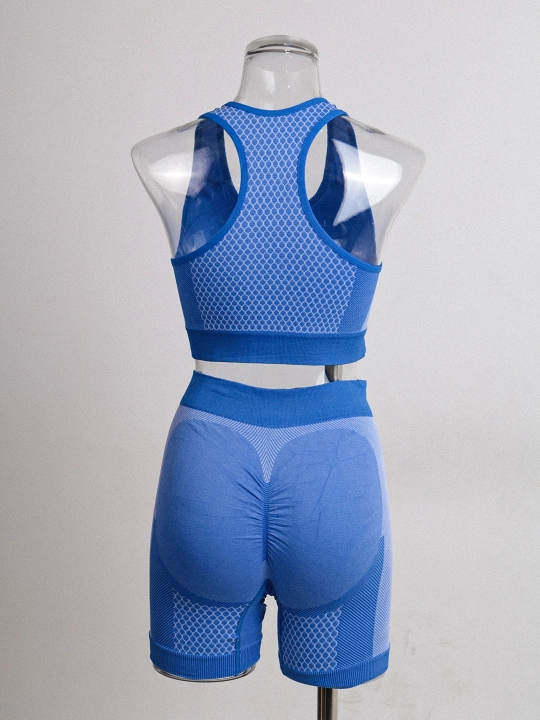 Ayollar sport komplekti, top va shortlar fitnes va yoga uchun, nafas oluvchi mato