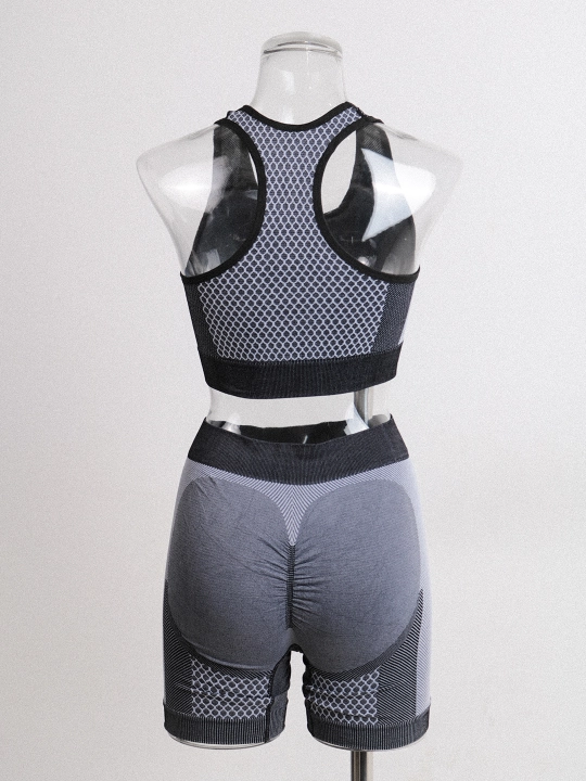 Ayollar sport komplekti, top va shortlar fitnes va yoga uchun, nafas oluvchi mato