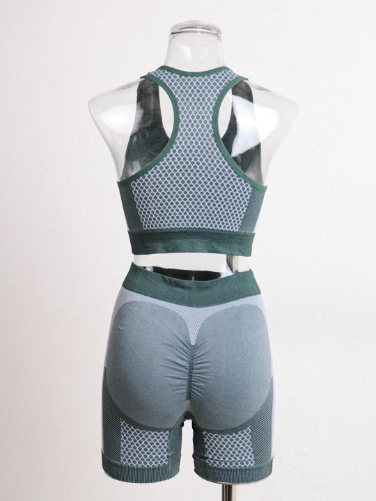 Ayollar sport komplekti, top va shortlar fitnes va yoga uchun, nafas oluvchi mato