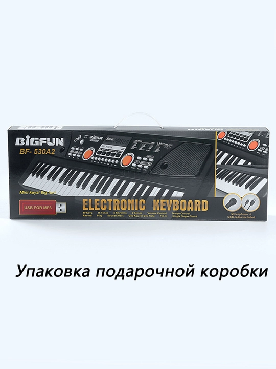Mikrofon va USB Type-C quvvat manbaiga ega bolalar uchun 49 tugmali elektron pianino