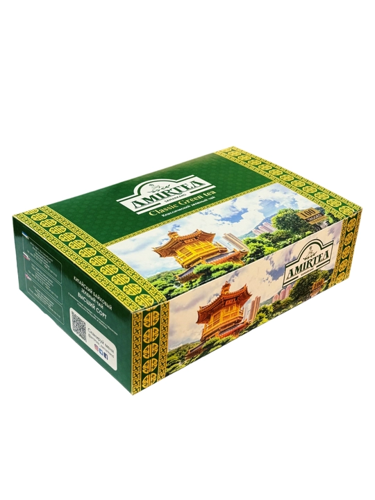 Амир чай зеленый, Китай, первый сорт, пакетик, 100 шт, 200 гр - 