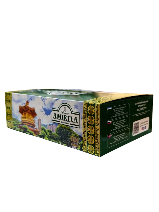 Amir ko‘k choy, Xitoy, birinchi nav, paket, 100 dona, 200 gr