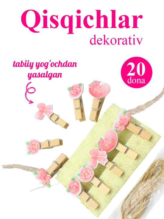 Dekorotiv qisqichlar, 10 dona, 3.5 sm
