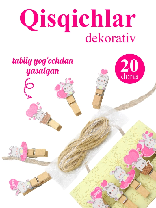 Dekorotiv qisqichlar, 10 dona, 3.5 sm