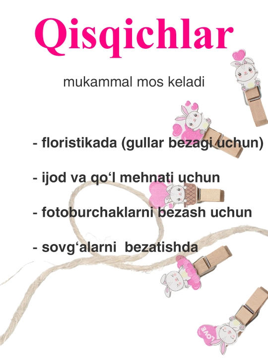 Dekorotiv qisqichlar, 10 dona, 3.5 sm