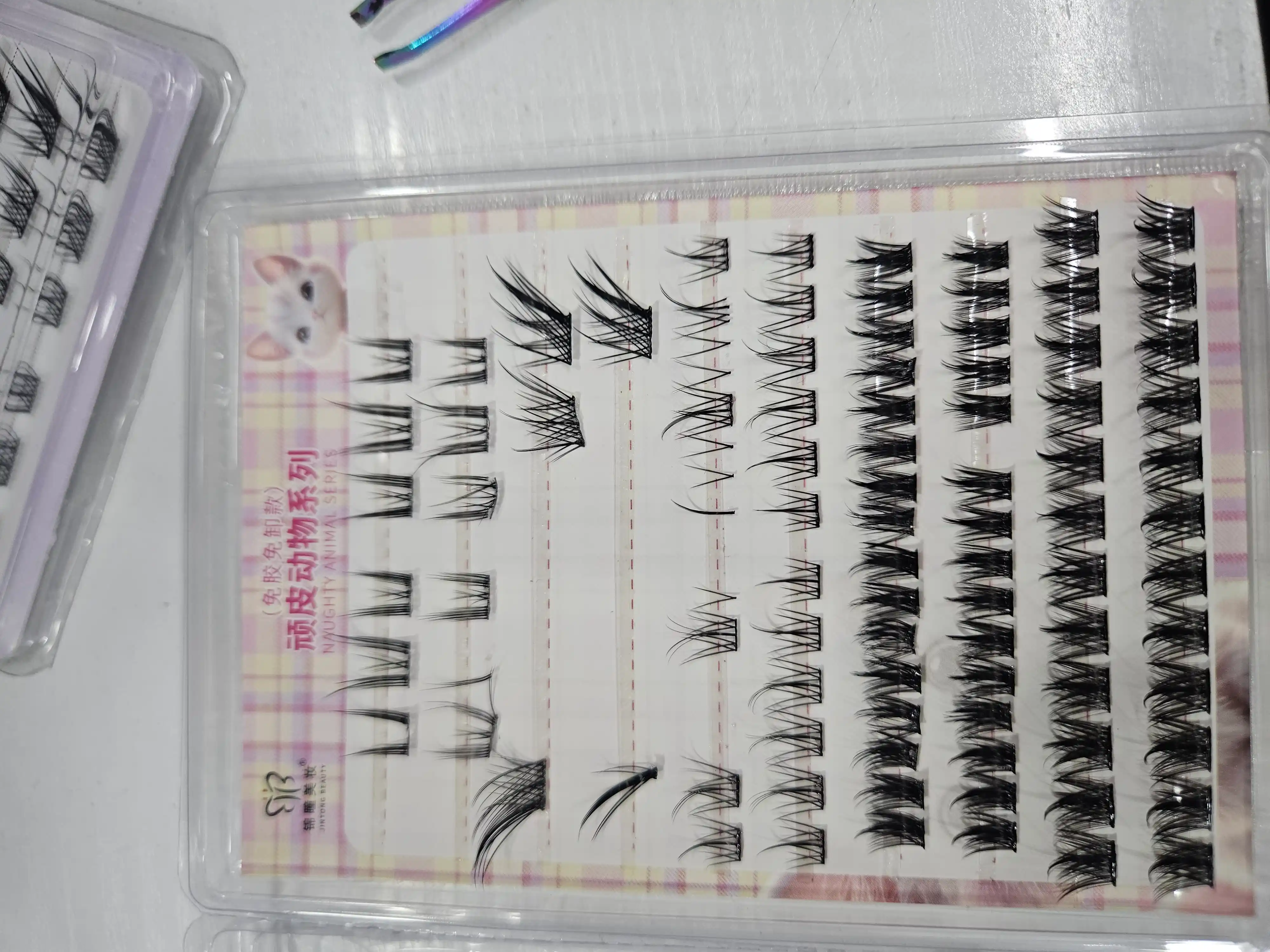 3D effektli soxta kipriklar kleyli, yelimli ulama kipriklar to'plami dastasimon, 104 dona