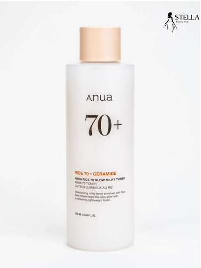 Terini yaltiratish uchun "Anua Rice 70 Glow Milky Toner" guruchli sut toneri, 250 ml