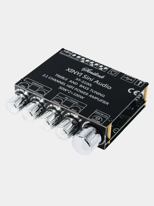 XY-S100L 2.1 kanalli  Bluetooth 5.0 kuchaytirgichi 2×50 Vt+100 Vt (24V) USB AUX
