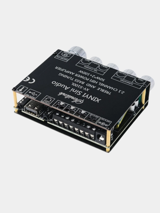 XY-S100L 2.1 kanalli  Bluetooth 5.0 kuchaytirgichi 2×50 Vt+100 Vt (24V) USB AUX