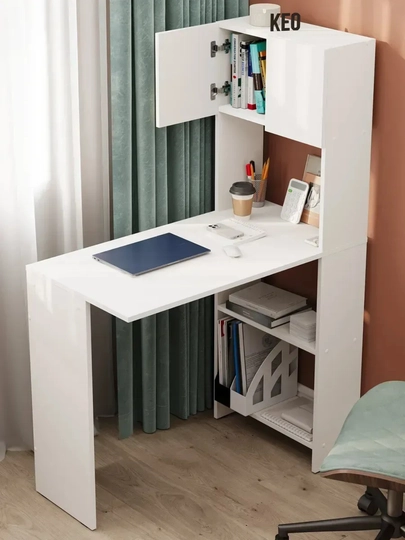 Стол письменный, компьютерный, с полками 140x95x50 — TRENDYT-STOLKK2-БЕЛЫЙ