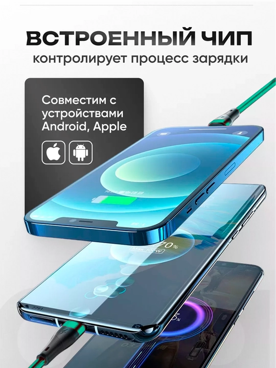 Zaryadlovchi kabeli universal 3 in 1 iPhone, Micro USB, Type-C
