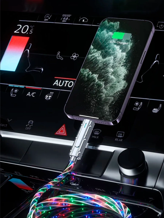 Кабель type-c usb 4 в 1 быстрая зарядка телефона светящийся