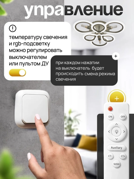 Современная люстра с пультом, патронами и тремя режимами LED люстра для кухни и спальни