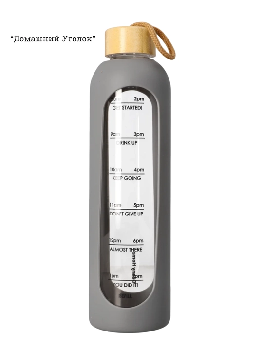 Danny Home shisha suv butilkasi, 1000 ml, silikon gʻilofli, yogʻoch qopqoqli