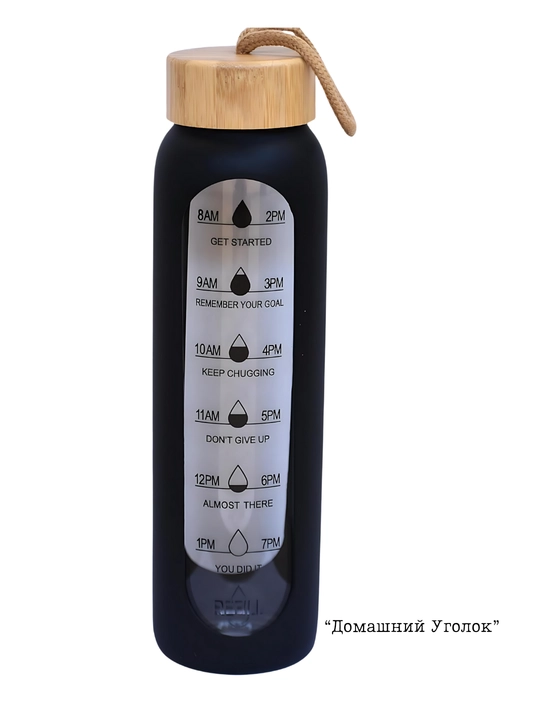 Danny Home shisha suv butilkasi, 1000 ml, silikon gʻilofli, yogʻoch qopqoqli