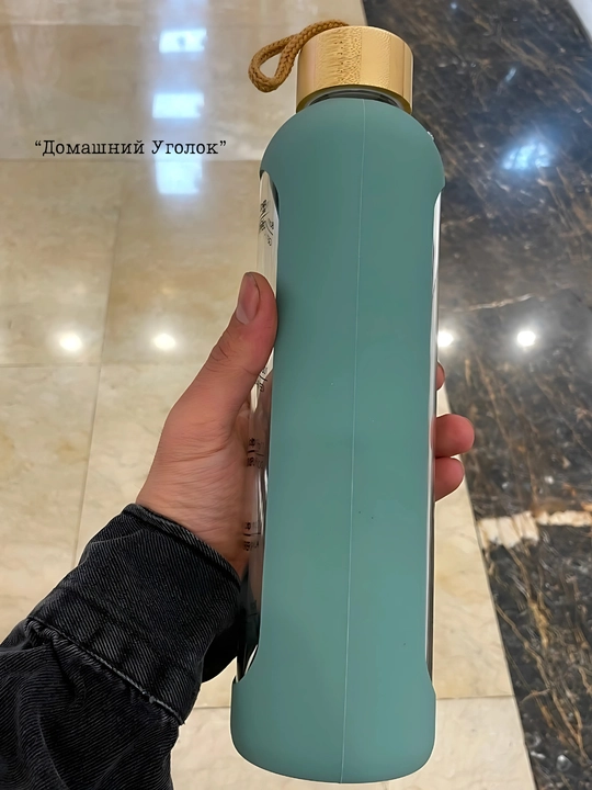 Danny Home shisha suv butilkasi, 1000 ml, silikon gʻilofli, yogʻoch qopqoqli