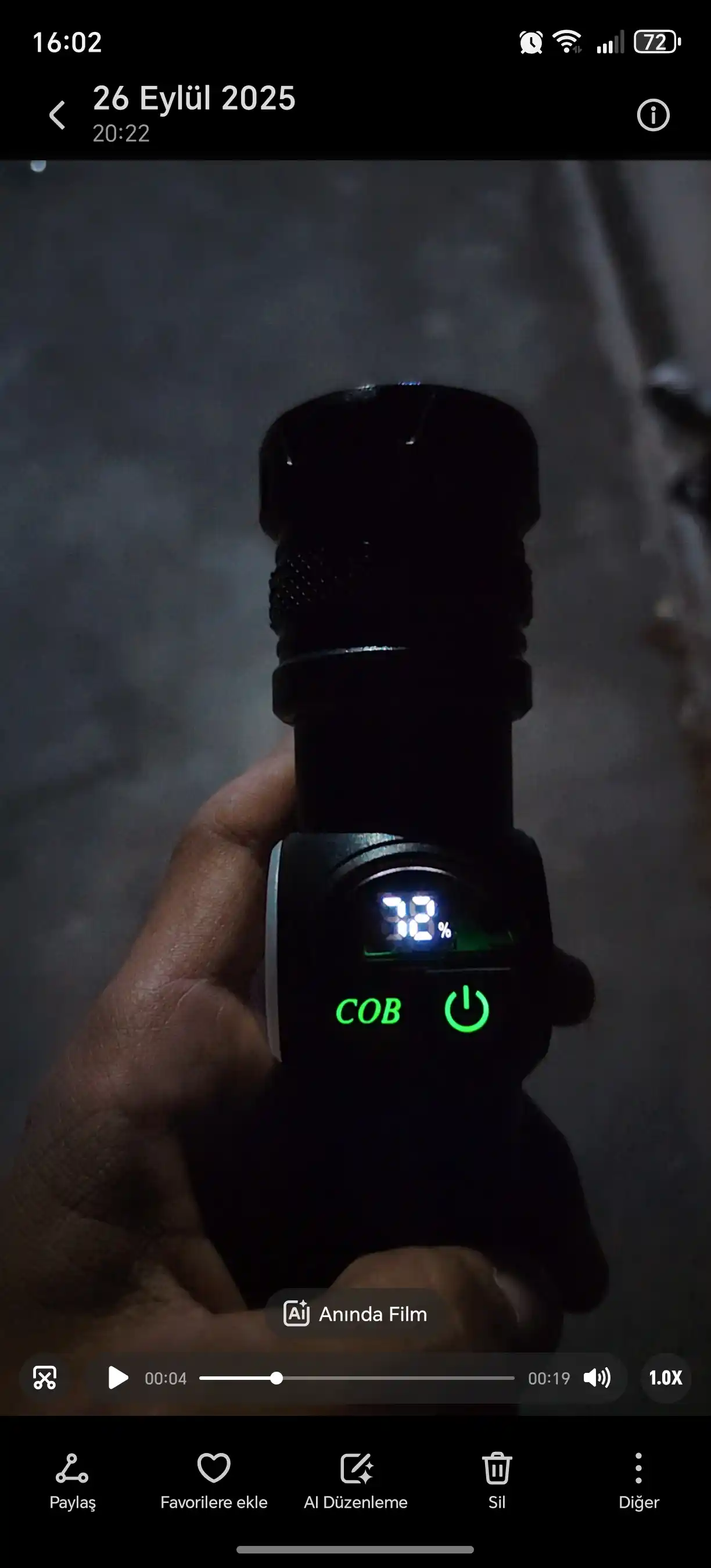 Qo‘l fonar LED, 5 rejim, PowerBank funksiyasi bilan