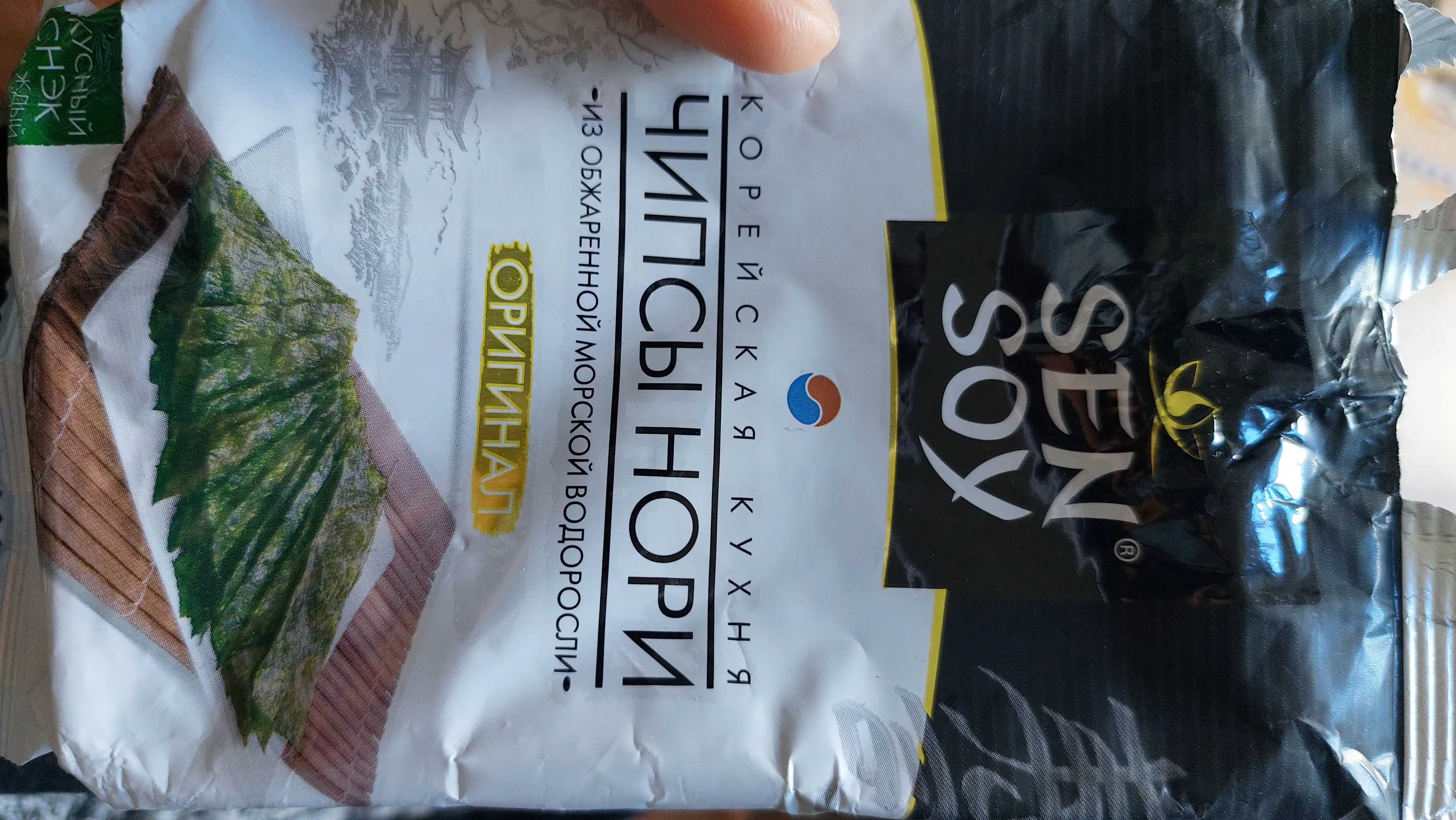Chipslar Sen Soy Premium Nori dengiz o'tlari bilan, 4.5 g