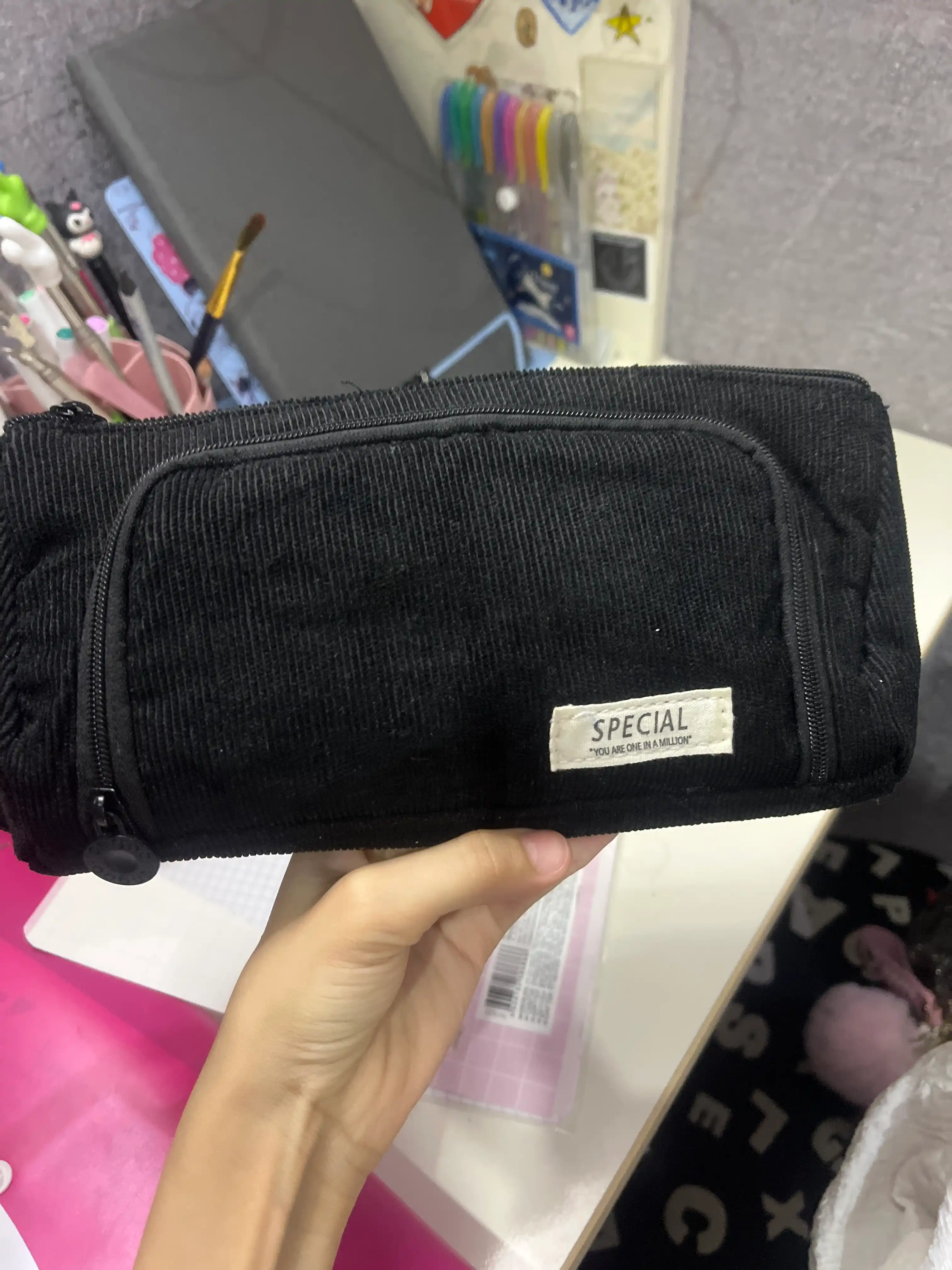 Maktab, qizlar uchun katakli qalamdon, kosmetik sumka