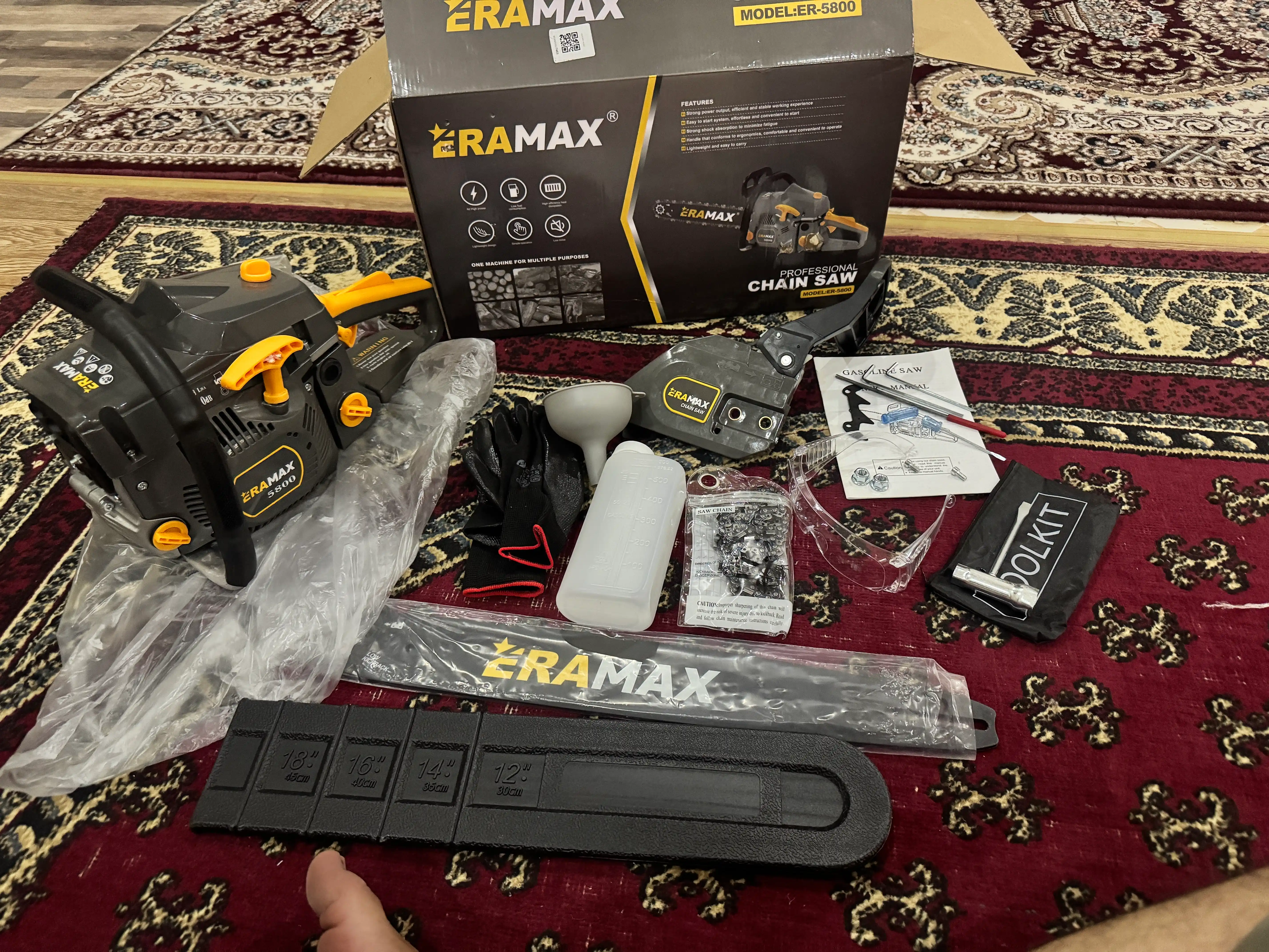 Бензопила EraMax 5800, мощная цепная бензопила 50 куб.см, для дачи, сада и заготовки дров