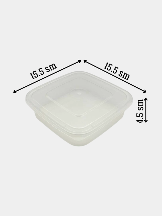 Bir martalik plastik oziq-ovqat konteyneri, mikroto‘lqinli pechga mos, 10 dona, 600 ml