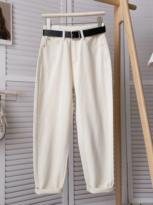 Ayollar uchun baland belli mom jeans – turli rangdagi denim shimlar, jinsi shimlar - 