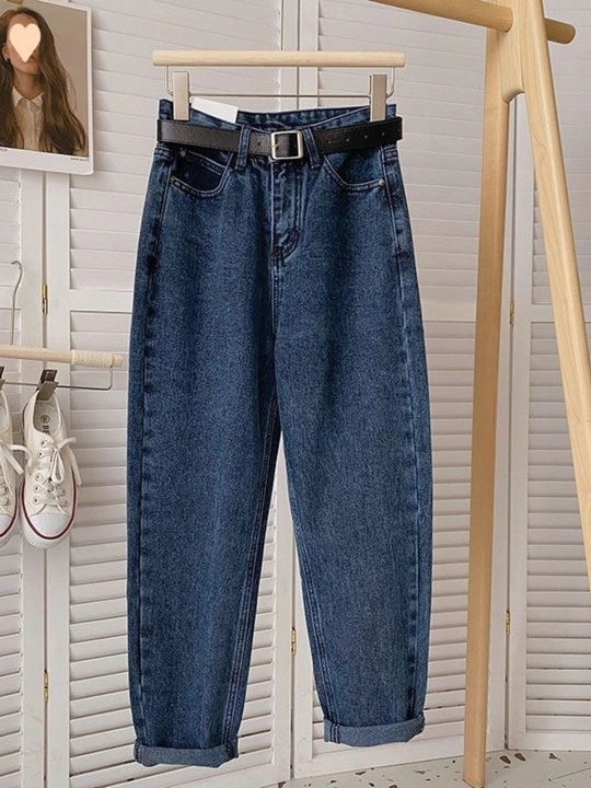 Ayollar uchun baland belli mom jeans – turli rangdagi denim shimlar, jinsi shimlar - 