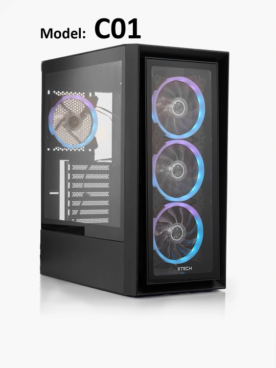 Корпус для ПК, игровой, с 3-4 вентиляторами, RGB, ATX - 