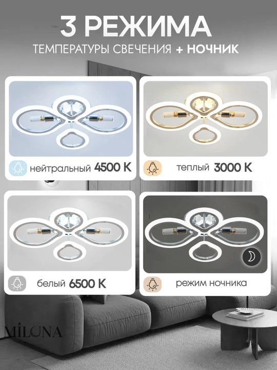 Lyustra pultli,patronli, 3 xil rejimli shift qandil oshxona va spalni uchun LED lyustralar