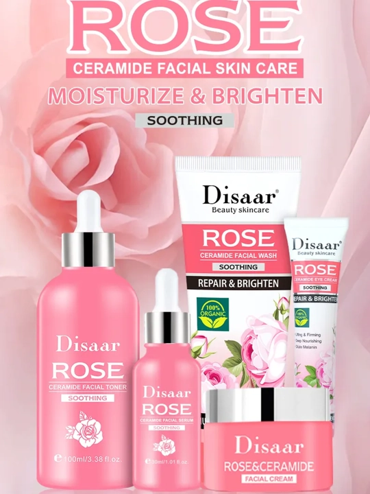 Disaar Beauty Skincare - Набор из 5 средств для ухода за кожей лица с розовыми церамидами - 