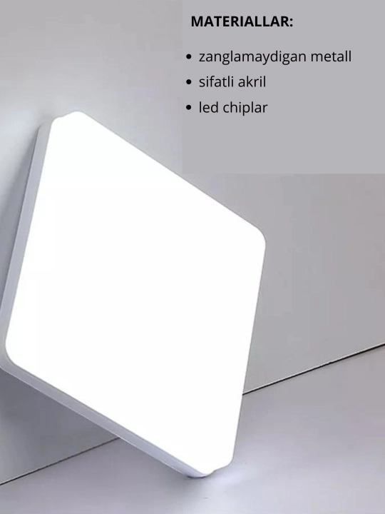 Lyustra LED panelli, 2 xil shakl, oq yorug'lik, devor va patolok uchun chiroq, qandil