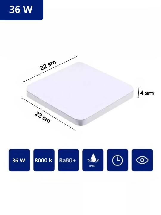 Lyustra LED panelli, 2 xil shakl, oq yorug'lik, devor va patolok uchun chiroq, qandil
