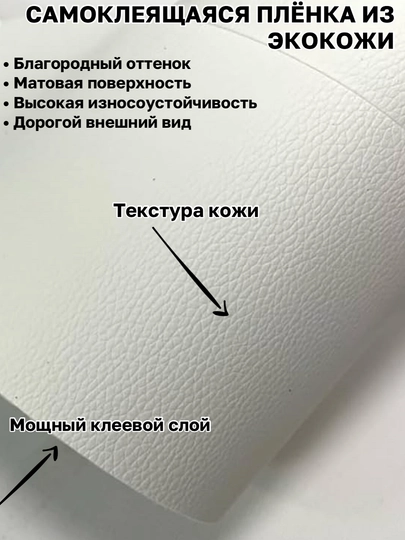 Самоклеящаяся плёнка из эко кожи для салона авто, для дома и офиса — MAGNATM-MGPK024-БЕЛЫЙ-MGPKB24