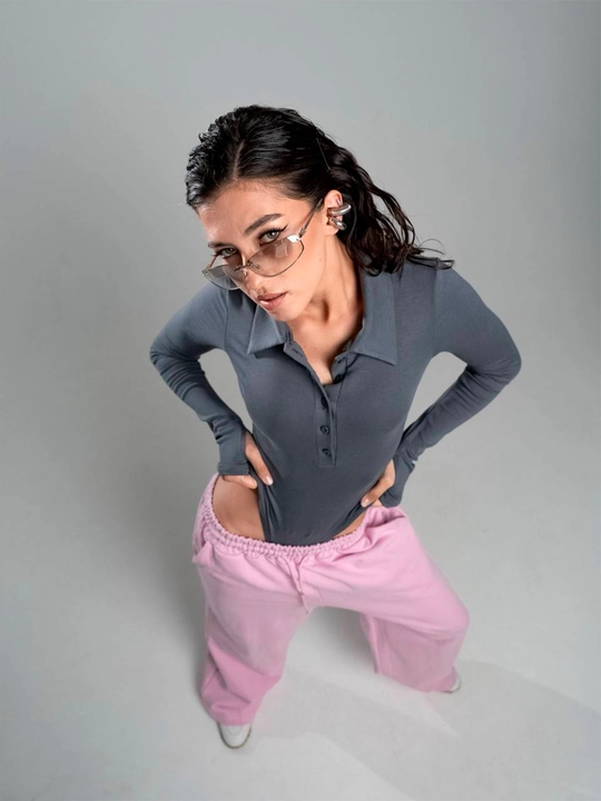 Боди-водолазка с пуговицами с длинным рукавом