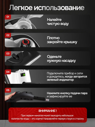 Пароочиститель 4-в-1 : мощность 2000 Вт, давление 4 бара, глубокая уборка дома