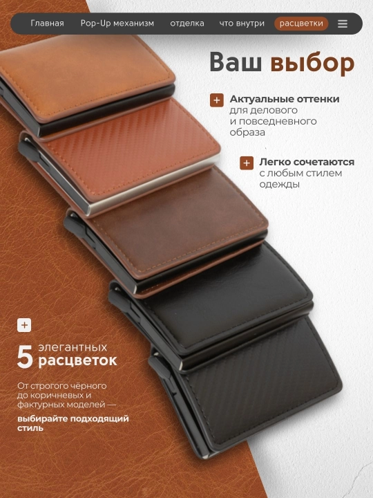 Кошелек-картхолдер для денег, банковской карты, паспорта, визитница, RFID защитный чехол