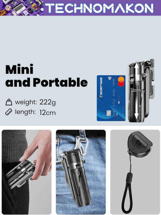 Трипод и селфи-палка JMARY MT-18 BLACK – 41.5 см, с Bluetooth пультом, компактный и лёгкий