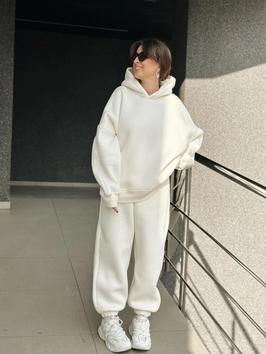 Женский спортивный костюм двойка oversize /худи и брюки - 