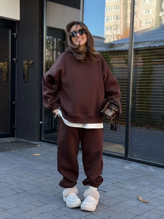 Женский спортивный костюм двойка oversize /худи и брюки - 