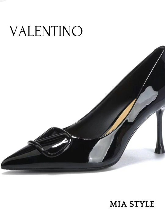 Ayollar nafis klassik VALENTINO tufli charm kabluk, 6 sm Turkiya mahsuloti razmerga razmer