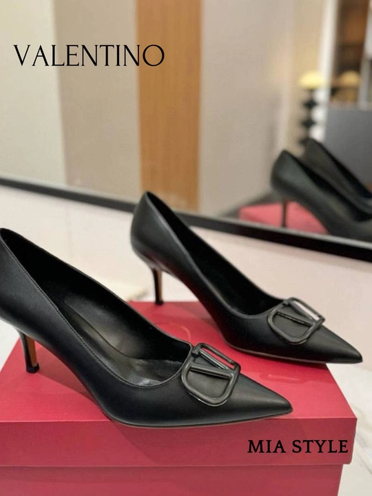 Ayollar nafis klassik VALENTINO tufli charm kabluk, 6 sm Turkiya mahsuloti razmerga razmer
