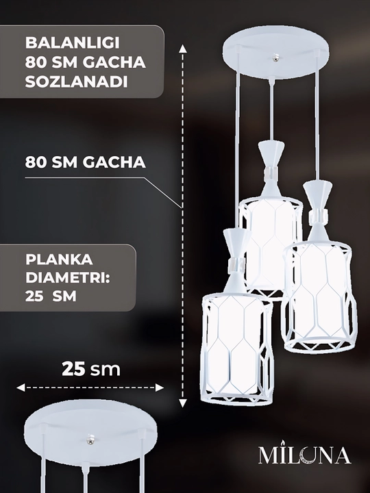 Lyustra, loft uslubida, balandligi sozlanadigan, zal, oshxona uchun plafonli, osma qandil