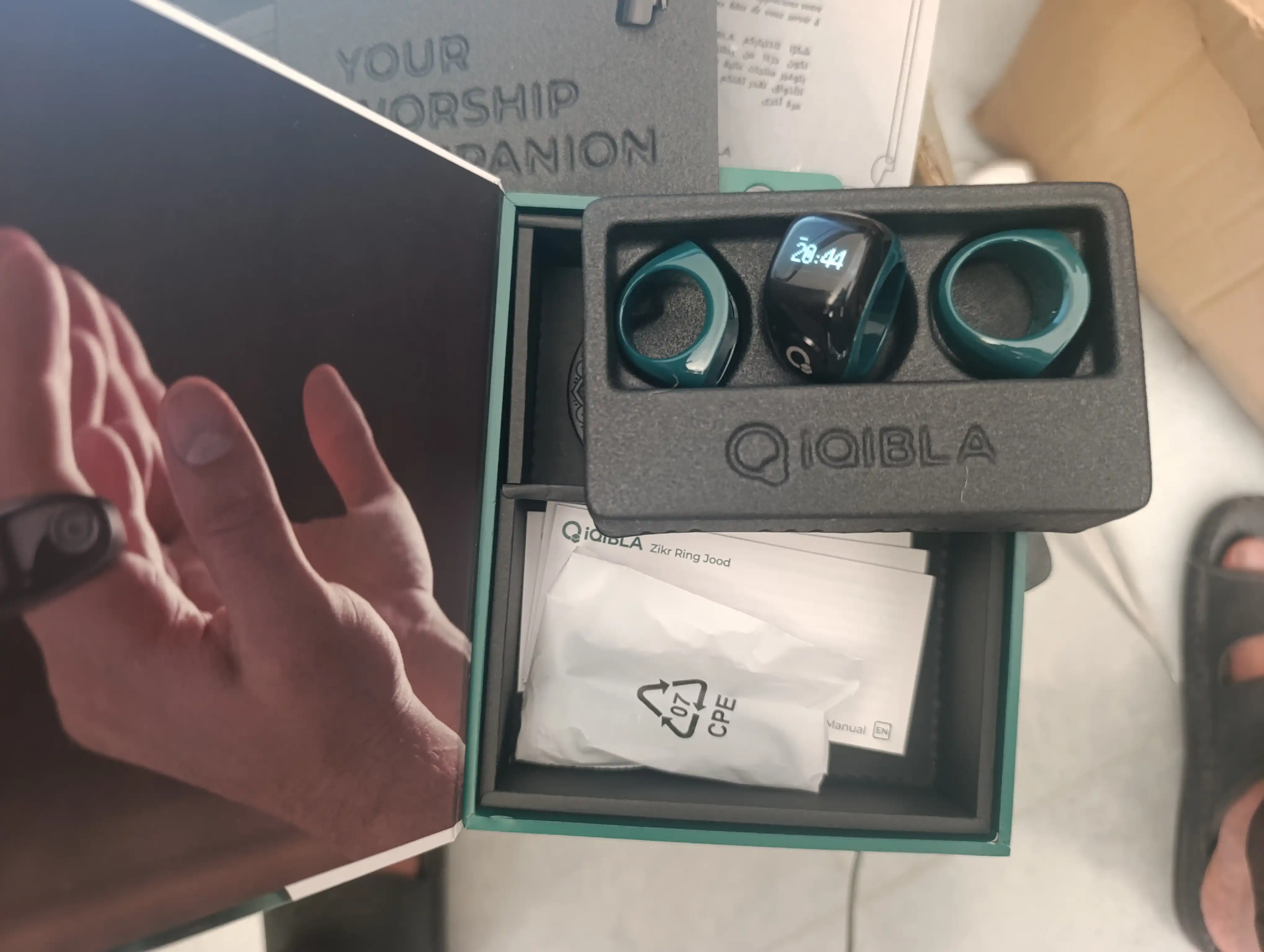 Elektron Tasbeh Zikr Ring Jood, zaryad keysi bilan, namoz vaqti eslatmasi, universal uzuk