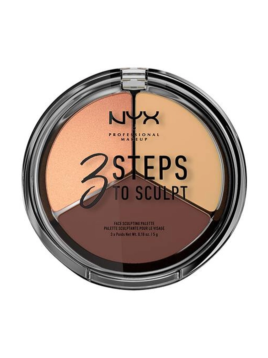 NYX Professional Makeup 3 Steps to Sculpt — yuzni konturlash paletkasi Medium, 3 rang - 