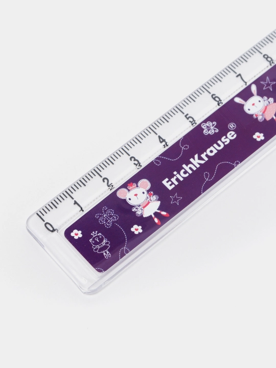 Линейка с выемкой пластиковая ErichKrause, 15 см, для девочек, 55488